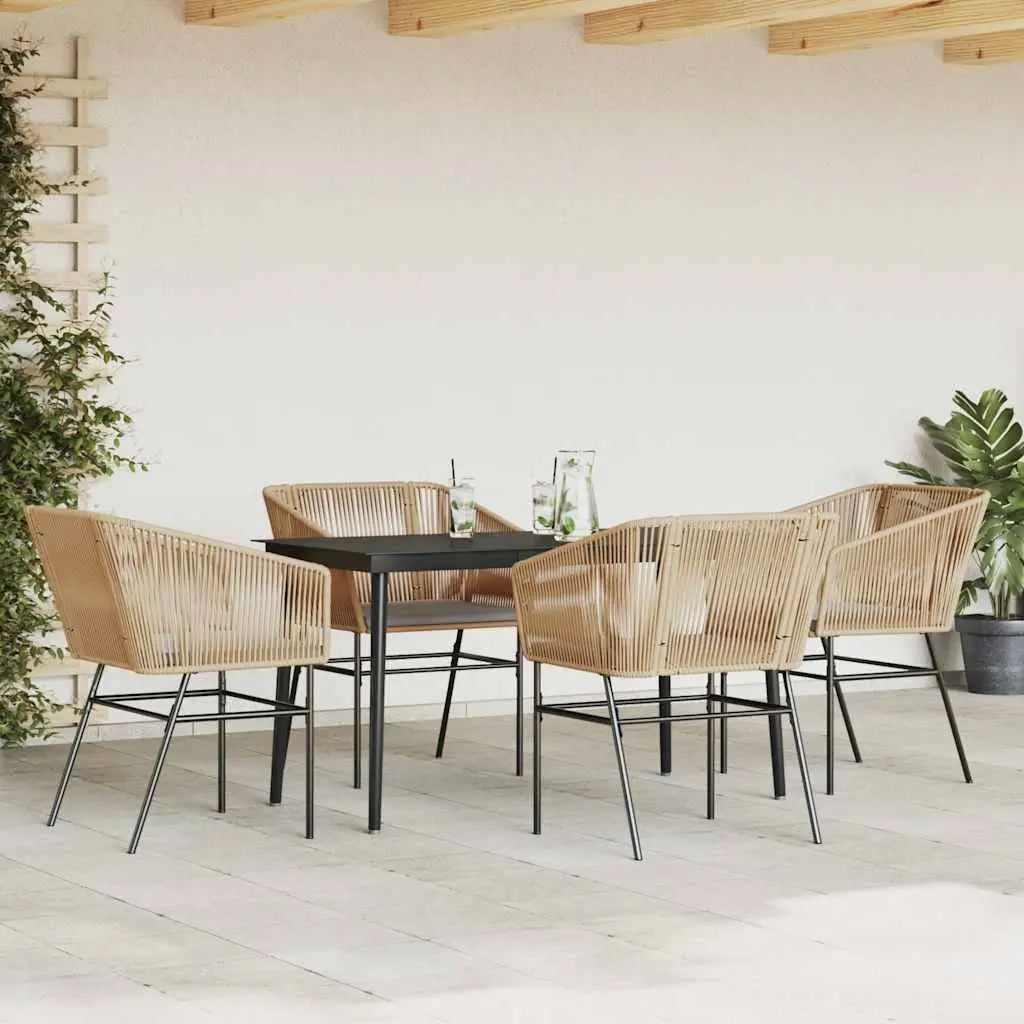 5 Piece Garden Dining Set Outdoor Furniture Brown Poly Rattan Cushions