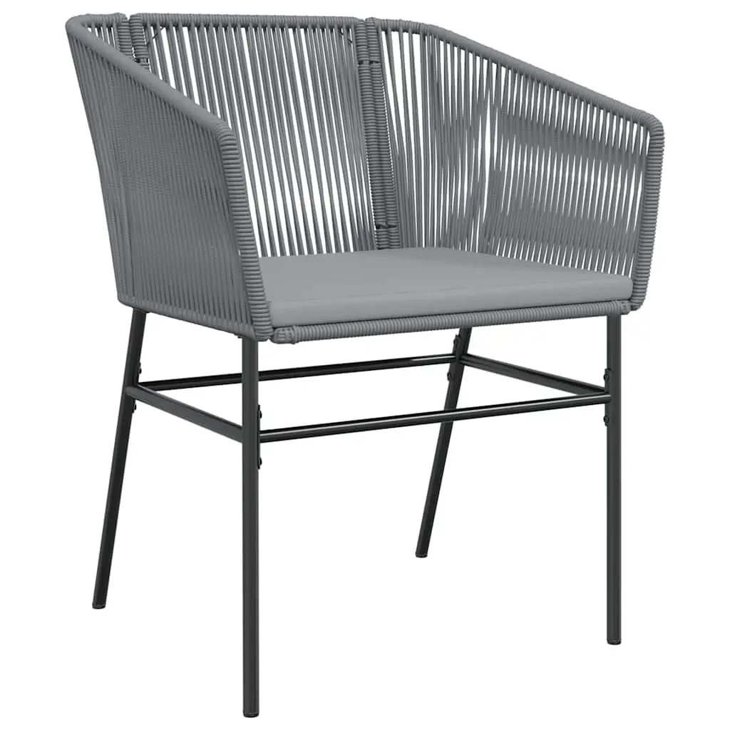 Garden Dining Set 3 Piece Outdoor Furniture Grey Poly Rattan Glass Table Chair