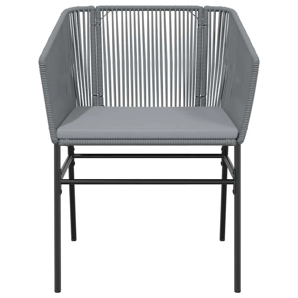 Garden Dining Set 3 Piece Outdoor Furniture Grey Poly Rattan Glass Table Chair