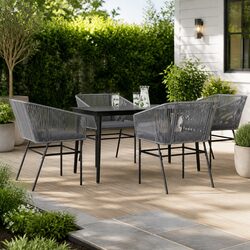 Value-Driven 5 Piece Grey Outdoor Dining Set with Comfort