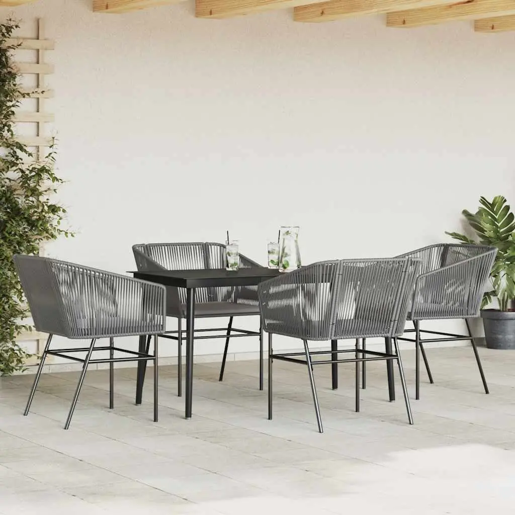 Outdoor Dining Set 5 Piece Patio Furniture Grey PE Rattan with Cushions for Garden and Backyard