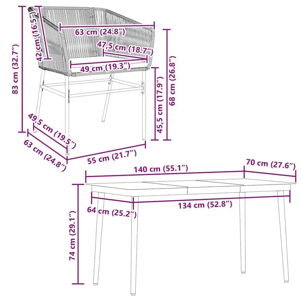 Outdoor Dining Set 5 Piece Patio Furniture Grey PE Rattan with Cushions for Garden and Backyard