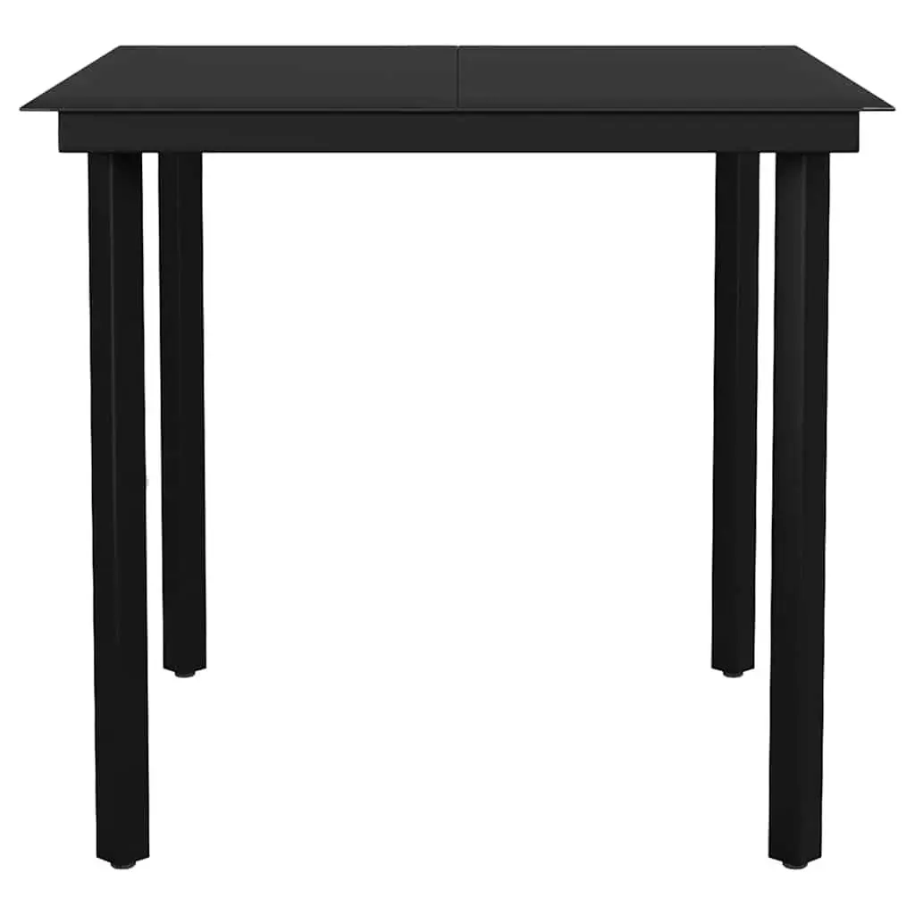 5 Piece Garden Dining Set Outdoor Patio Furniture Black Poly Rattan Glass Table