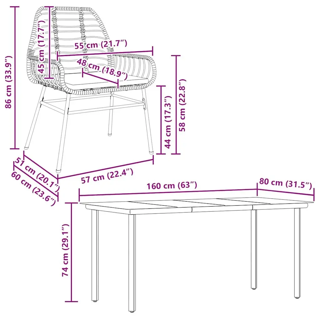 5 Piece Garden Dining Set