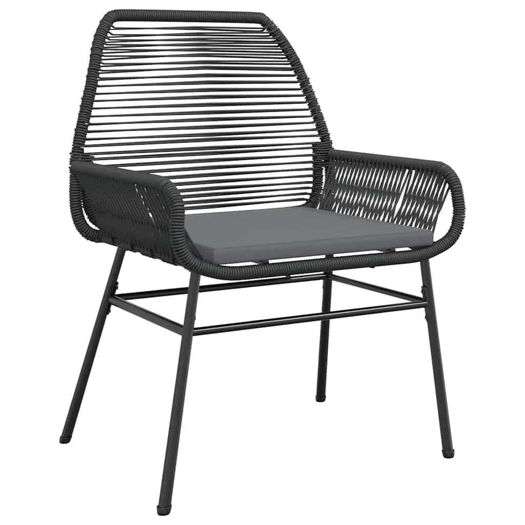 3 Piece Garden Dining Set Outdoor Furniture Table with Cushions Black