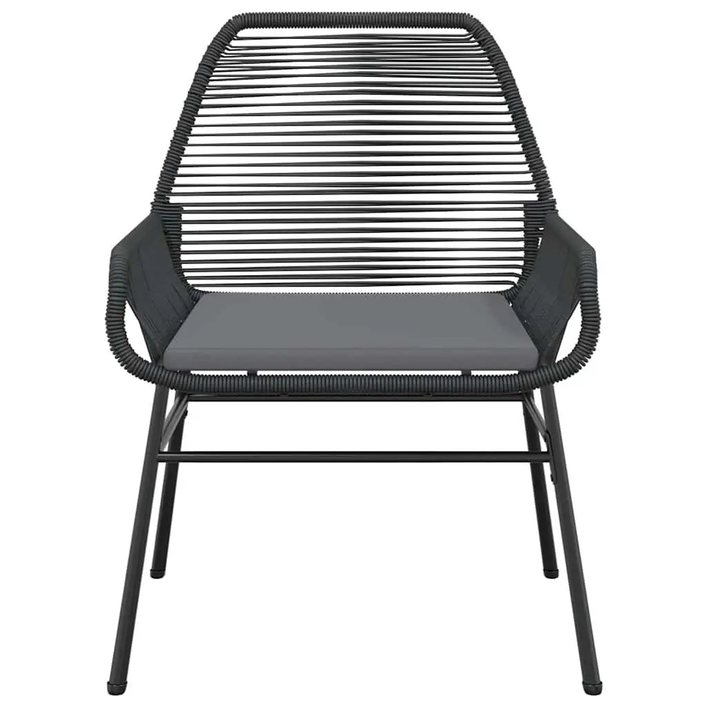 3 Piece Garden Dining Set Outdoor Furniture Table with Cushions Black