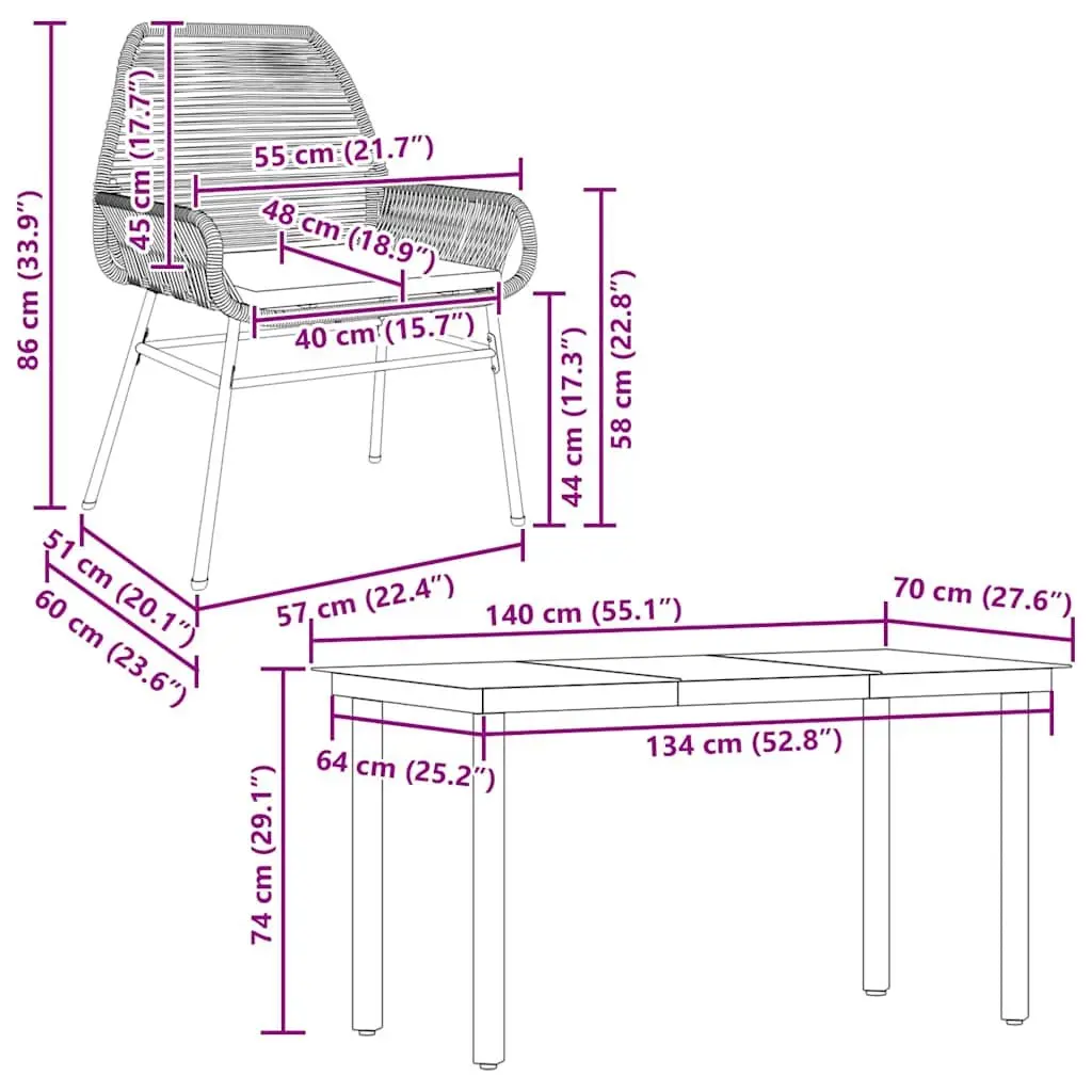 5 Piece Garden Dining Set with Easy Maintenance