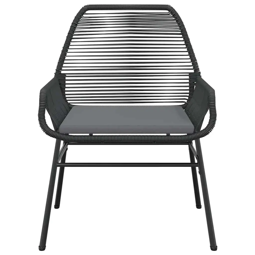 5 Piece Outdoor Dining Set Glass Table Poly Rattan Chairs with Cushions Black