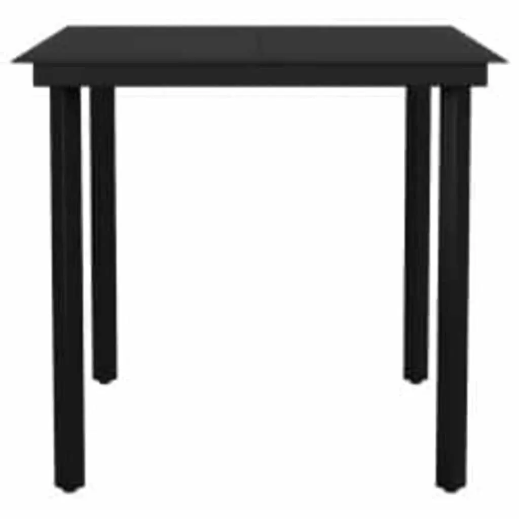 Outdoor Furniture Set 3 Piece Black Rattan Dining Table Chairs with Cushions