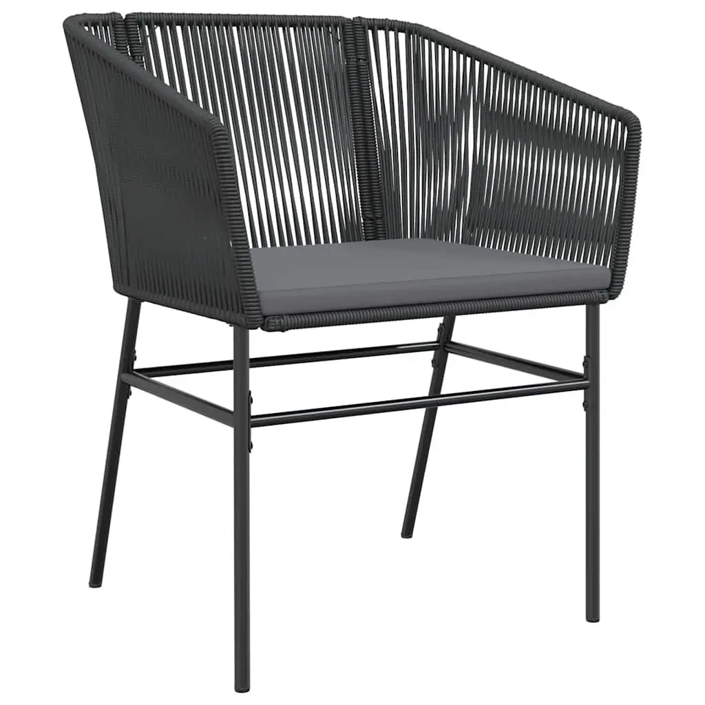 Outdoor Furniture Set 5 Piece Black Rattan Dining Chairs with Cushions and Glass Table
