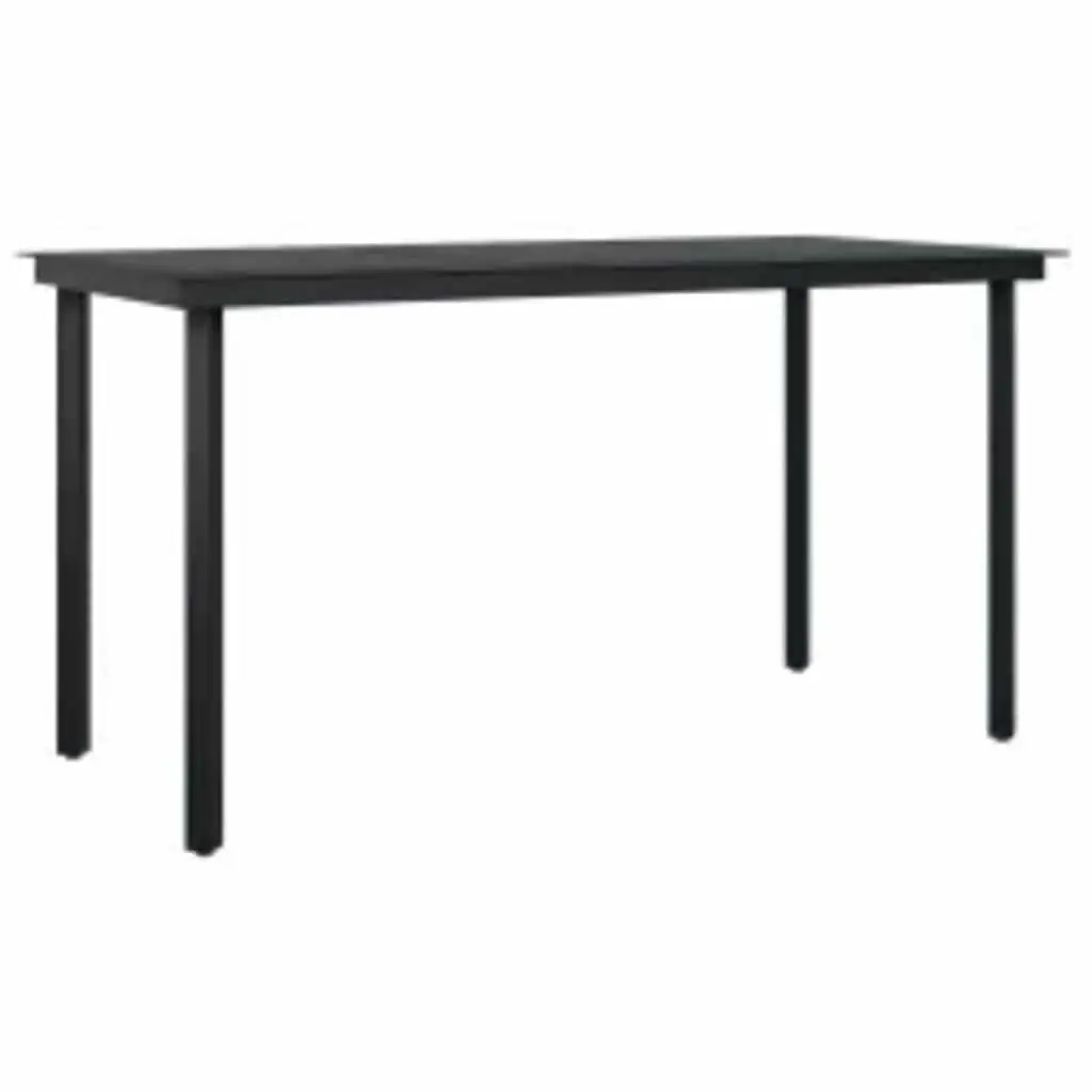 Outdoor Furniture Set 5 Piece Black Rattan Dining Chairs with Cushions and Glass Table