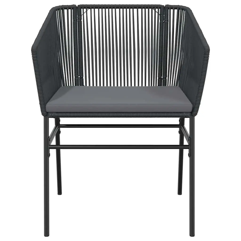 Outdoor Furniture Set 5 Piece Black Rattan Dining Chairs with Cushions and Glass Table