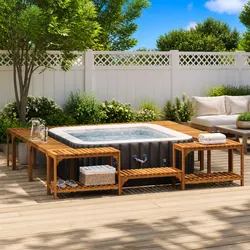 Hot Tub Surround: Quality Build with Acacia Wood