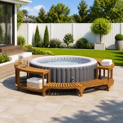 Hot Tub Surround Circular Brown Solid Wood Outdoor Garden Spa Accessory Ø255cm