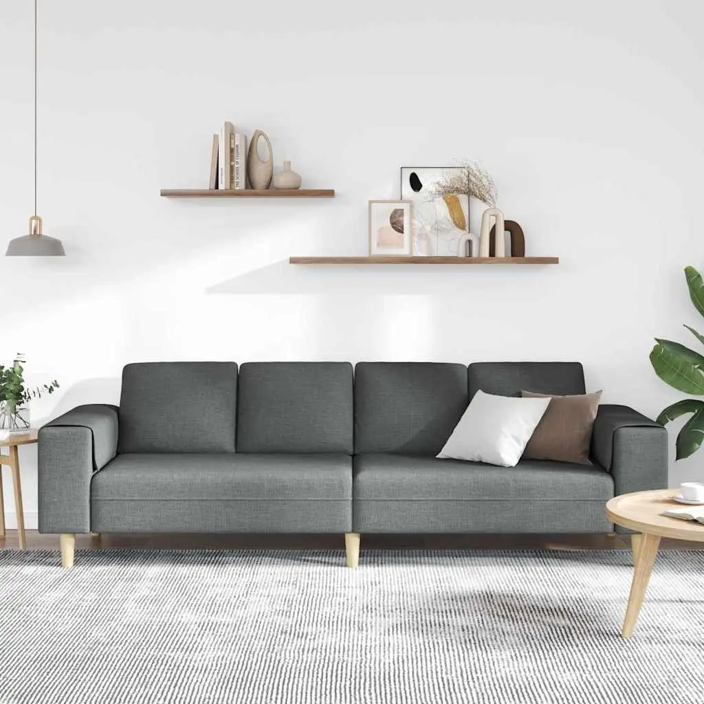 Sofa Dark Grey Polyester 250cm Living Room Furniture