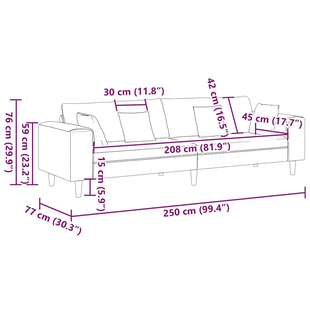 Modern Grey Fabric Sofa with Cushions Spring Support Living Room Furniture