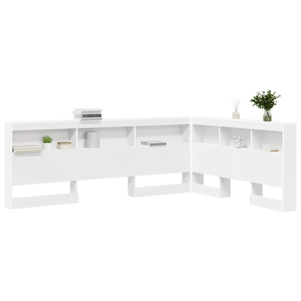 Storage Headboard with Shelves White 140 cm Modern Bedroom Engineered Wood