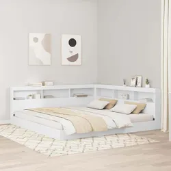 Storage Headboard with Shelves 180cm White Engineered Wood Bedroom Furniture