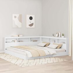 Practical White Bookcase Bed with Storage 180 x 200 cm