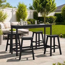Garden Bar Set 4 Piece Outdoor Patio Furniture Black Minimalist Design