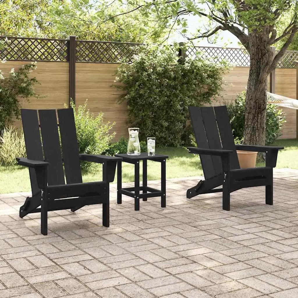Outdoor Chair Set of 2 Modern Garden Seating Black Polyethylene