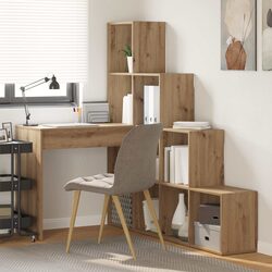 Practical Brown Corner Desk with Ample Storage Shelves