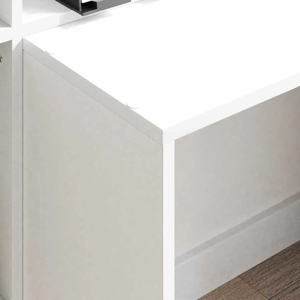 White Desk with Shelves Modern Office Furniture Workspace Storage Solution