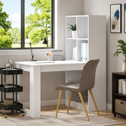 Practical White Writing Desk with Shelves for Everyday Use 122cm