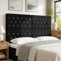Headboard 160cm Black Velvet Modern Bedroom Upholstered Backrest Feature Wall