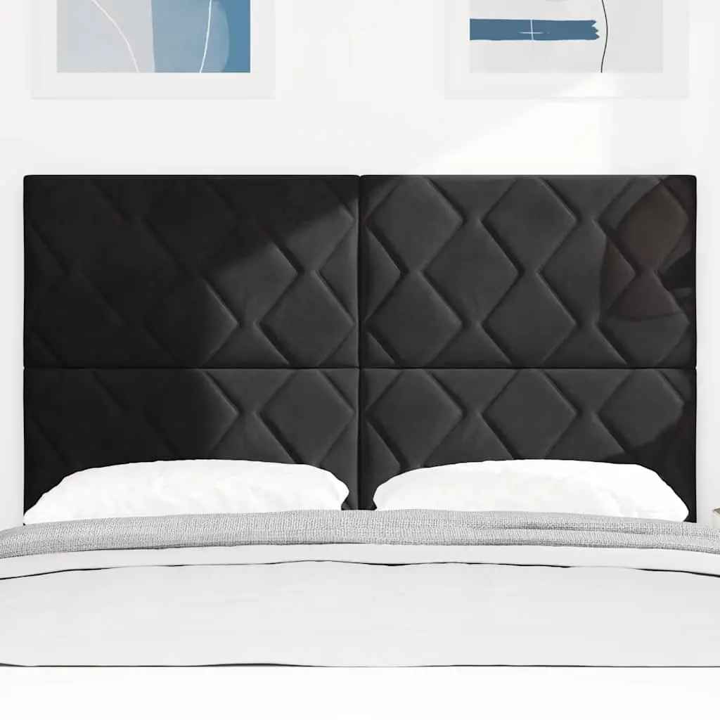 Black Velvet Headboard Adjustable 144cm Modern Bedroom Upholstered