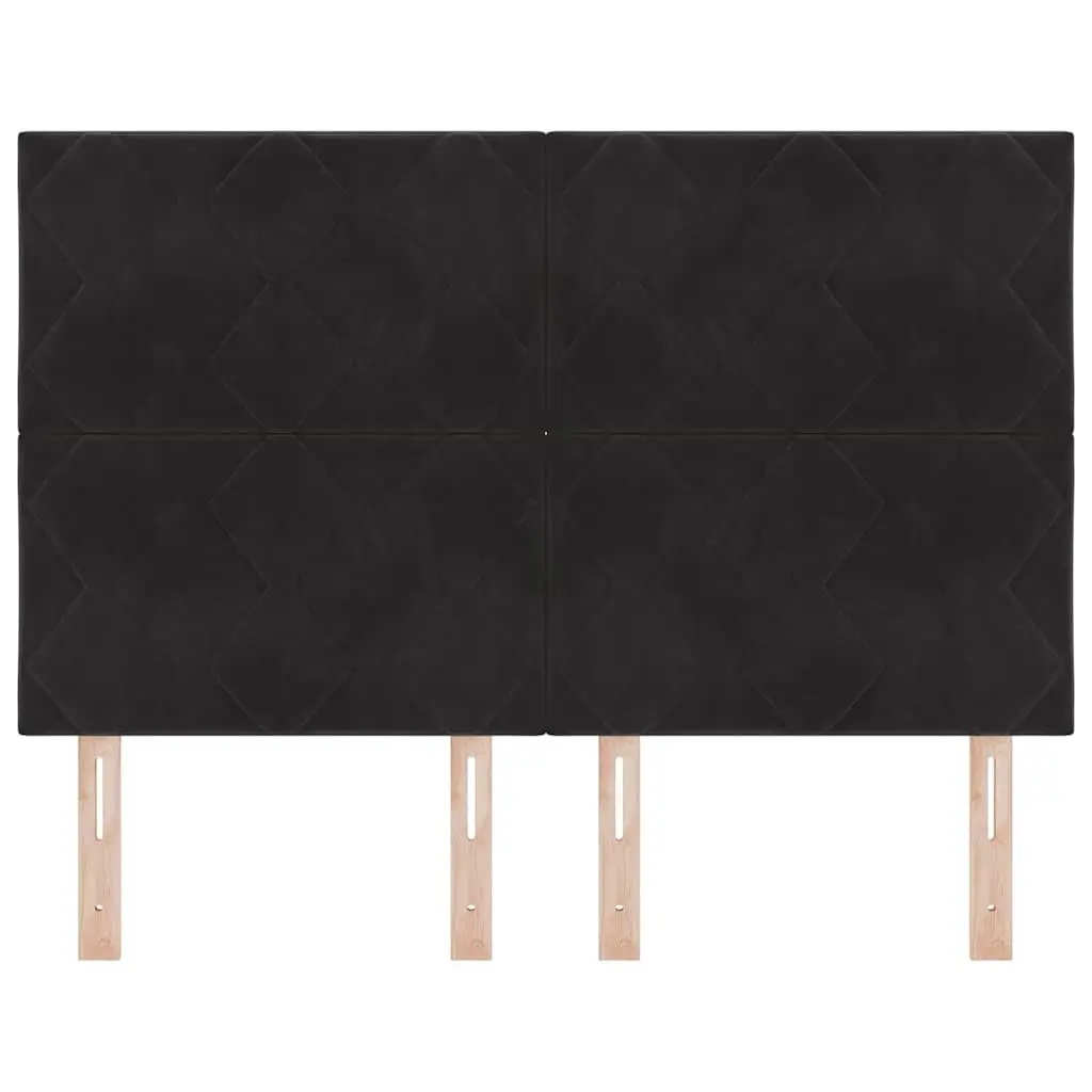 Black Velvet Headboard Adjustable 144cm Modern Bedroom Upholstered