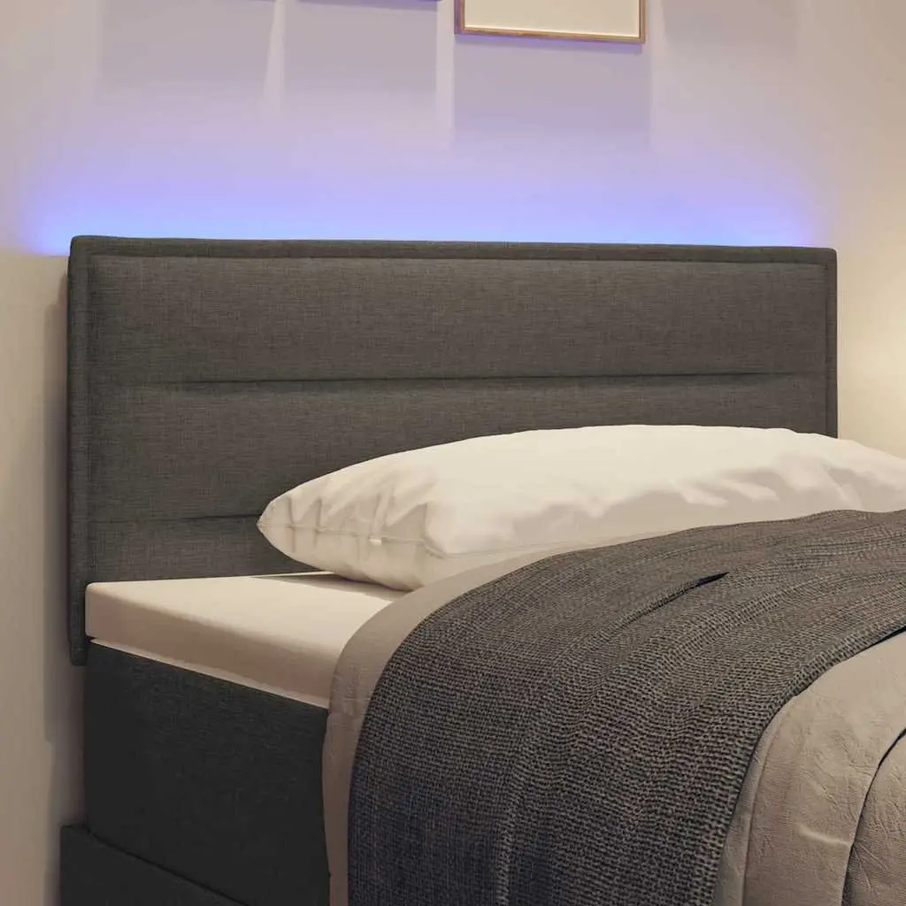LED Headboard Adjustable Height 100cm Dark Grey Fabric RGB Strip Lights
