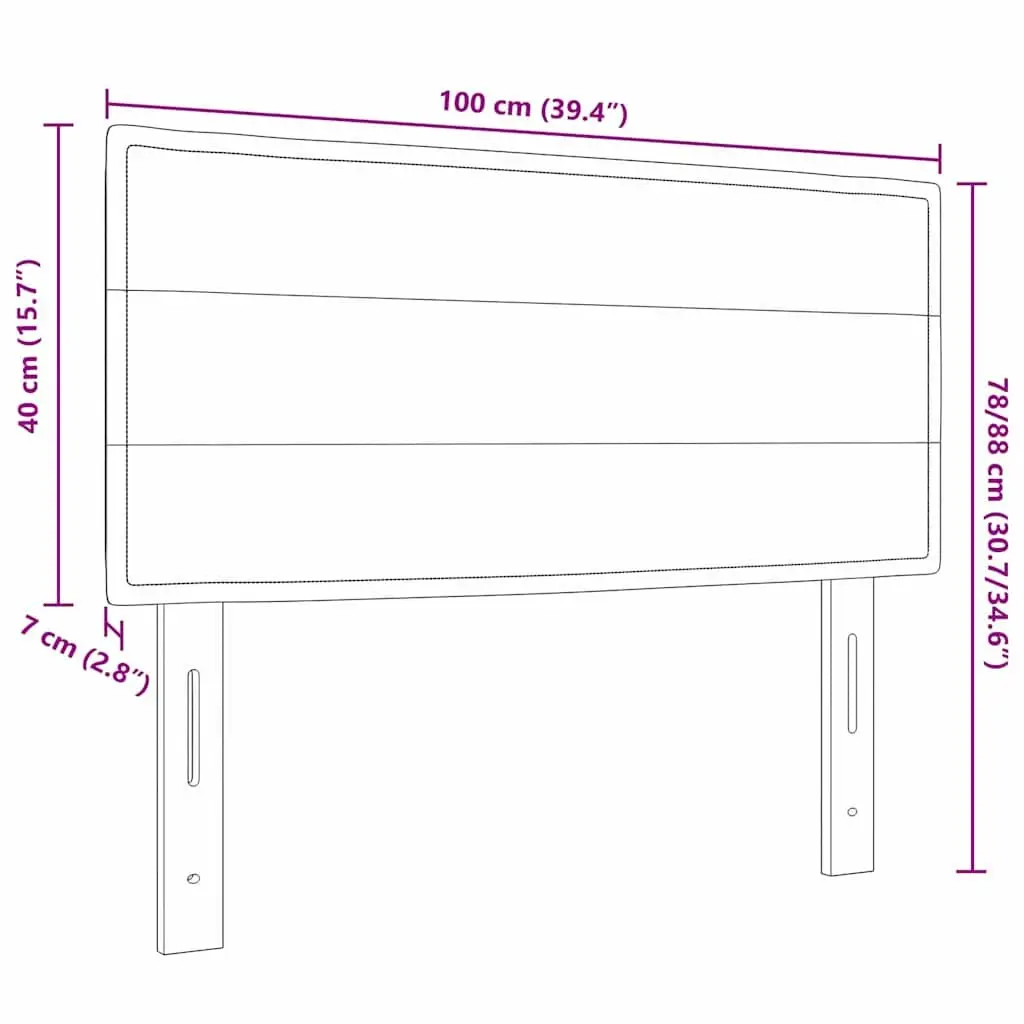 LED Headboard Adjustable Height 100cm Dark Grey Fabric RGB Strip Lights