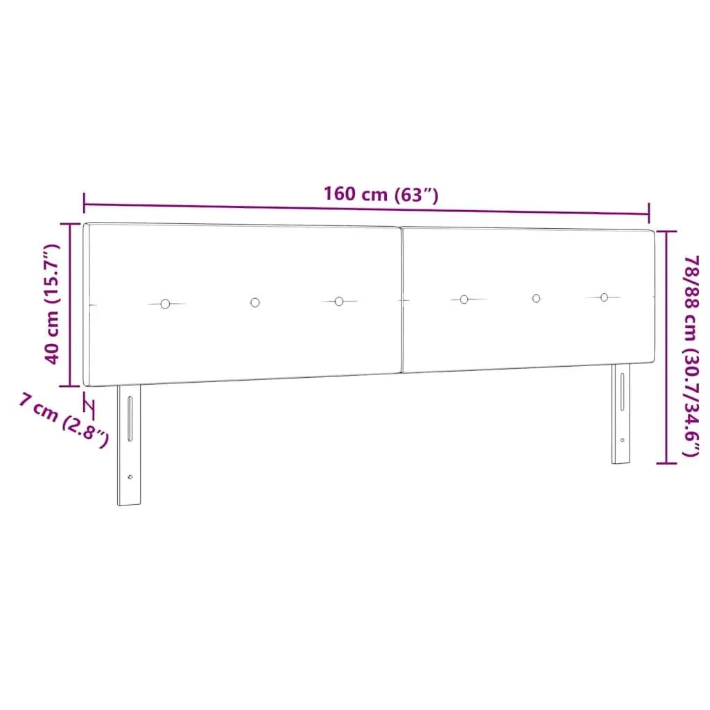 LED Headboard Adjustable Height 160cm Grey Fabric