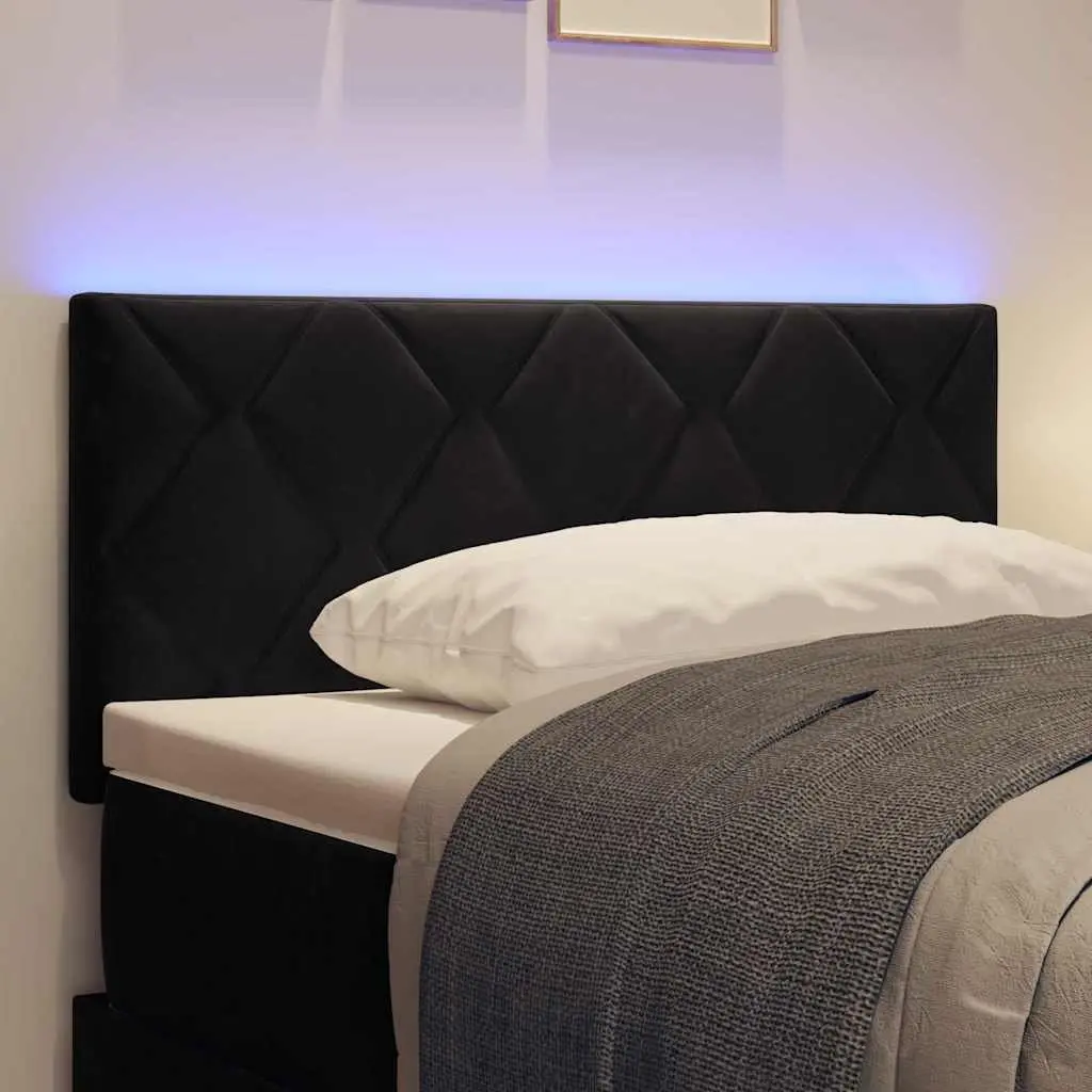 LED Headboard 100 cm Black Upholstered Bedroom Wall Mount RGB Lights