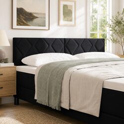 LED Headboard 144cm Black Velvet Upholstered Bed Headboard with RGB Lights