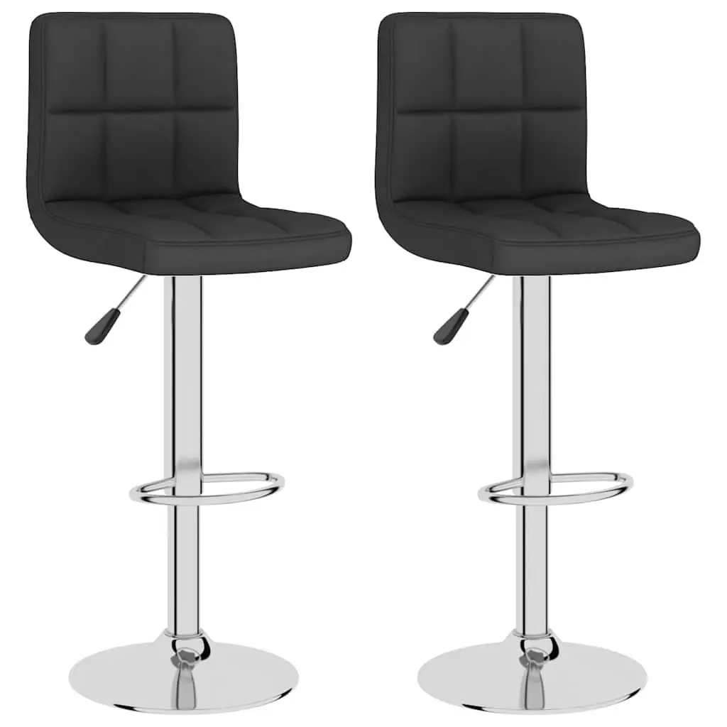 Bar Stools Height Adjustable Swivel 2 Piece Black Fabric Counter Seating