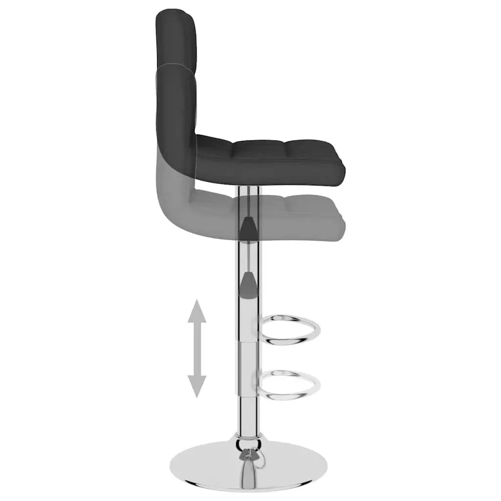 Bar Stools Height Adjustable Swivel 2 Piece Black Fabric Counter Seating
