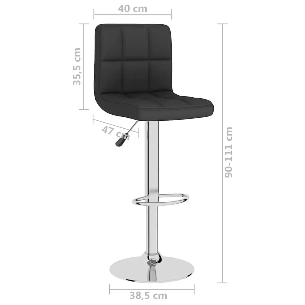 Bar Stools Height Adjustable Swivel 2 Piece Black Fabric Counter Seating