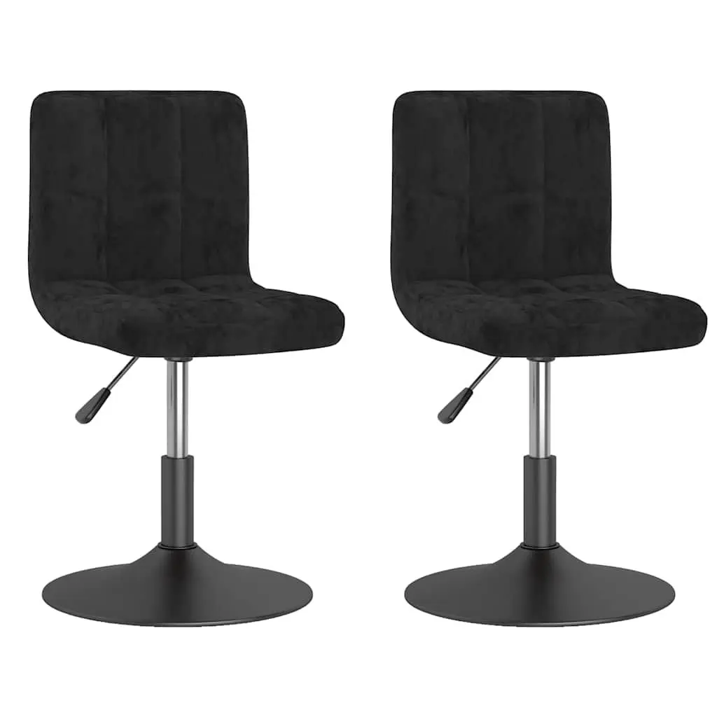 Swivel Dining Chair Black Velvet Adjustable Height 360 Degree Rotation Set of 2