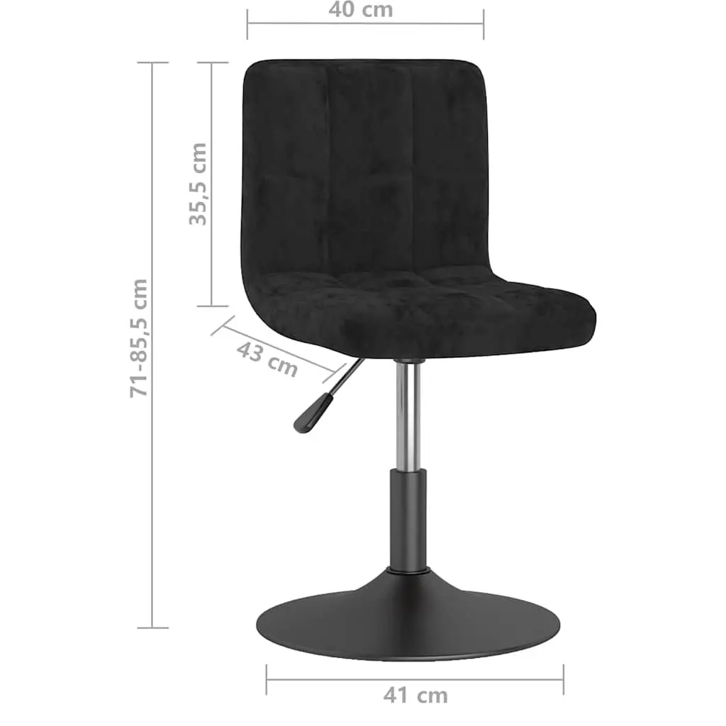 Swivel Dining Chair Black Velvet Adjustable Height 360 Degree Rotation Set of 2