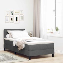 Durable Dark Grey Box Spring Bed with Integrated Mattress