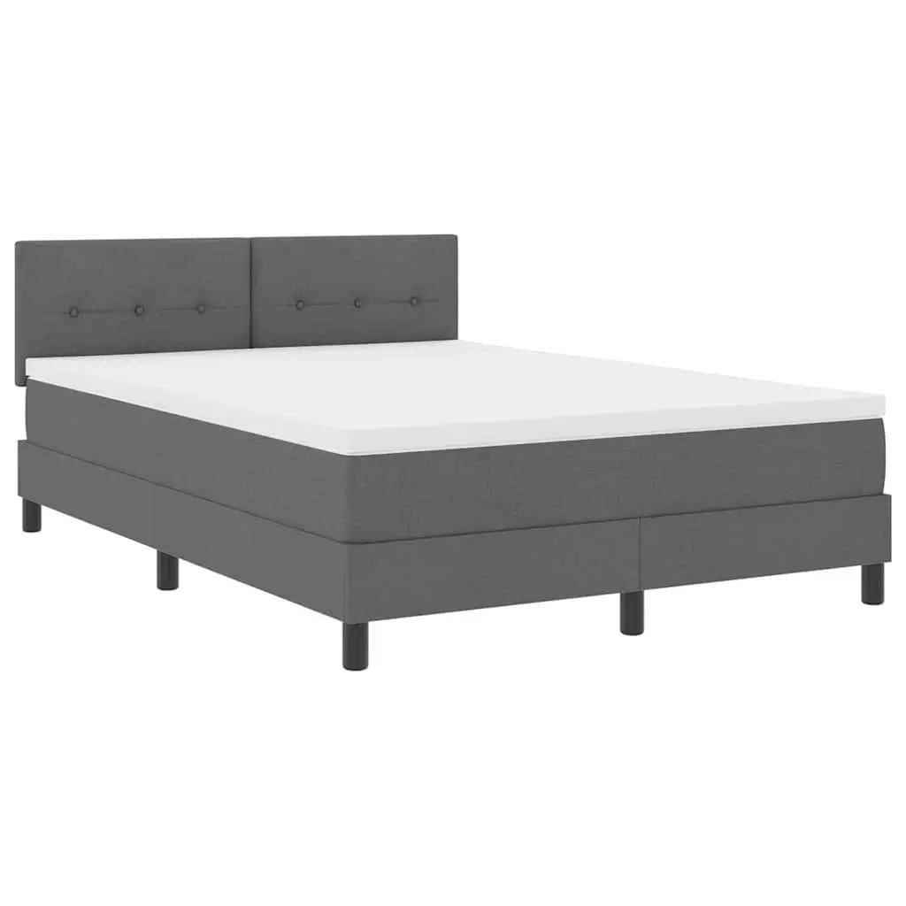 Box Spring Bed Adjustable Dark Grey White Fabric 152 x 203 cm Modern Bedroom
