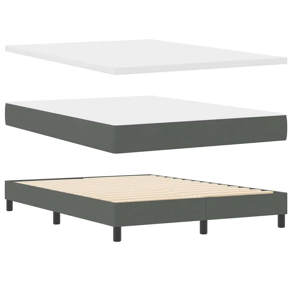 Box Spring Bed Adjustable Dark Grey White Fabric 152 x 203 cm Modern Bedroom