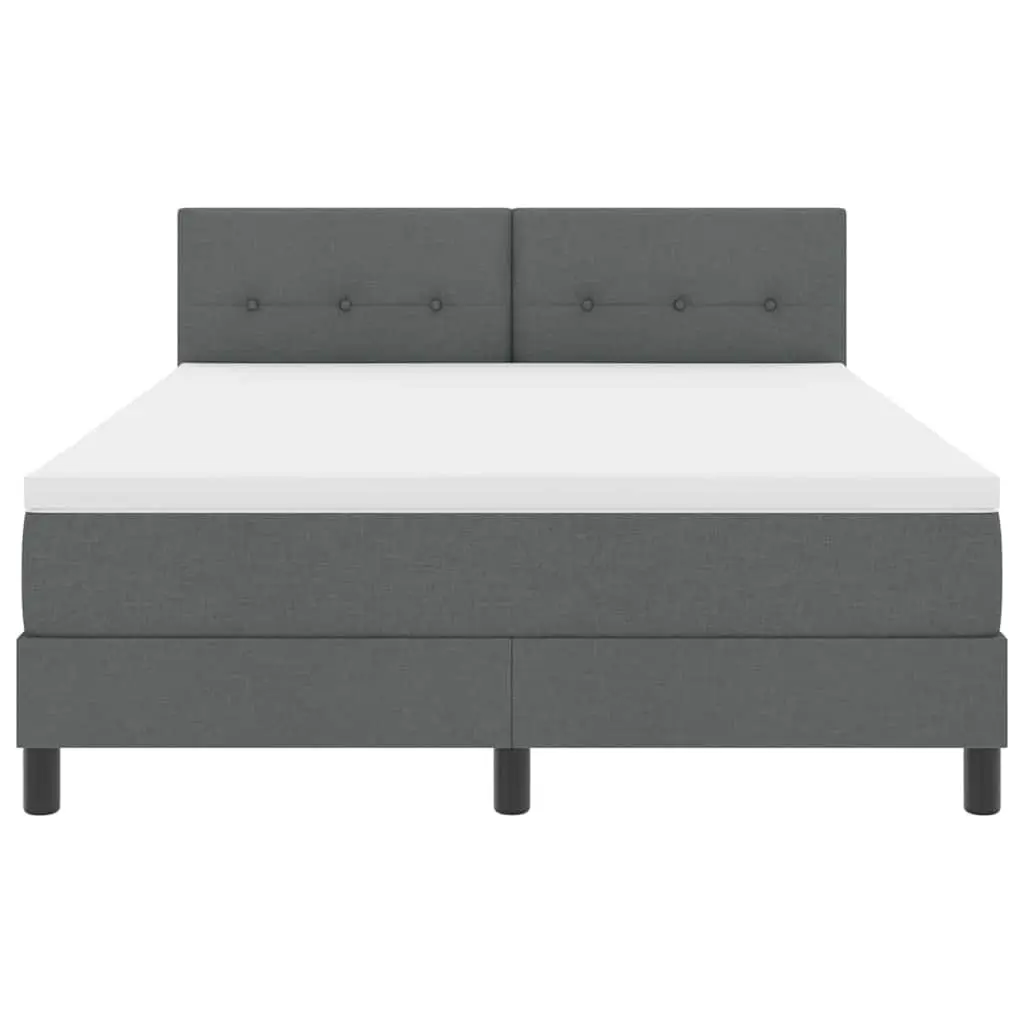 Box Spring Bed Adjustable Dark Grey White Fabric 152 x 203 cm Modern Bedroom