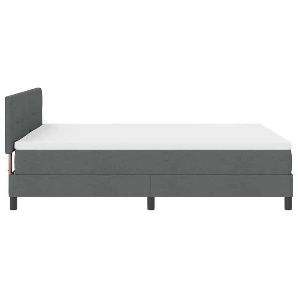 Box Spring Bed Adjustable Dark Grey White Fabric 152 x 203 cm Modern Bedroom