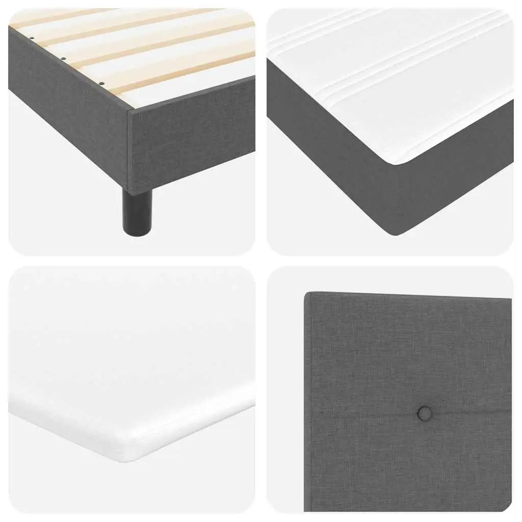 Box Spring Bed Adjustable Dark Grey White Fabric 152 x 203 cm Modern Bedroom
