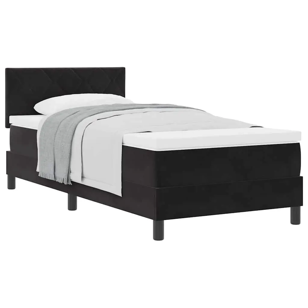 Box Spring Bed Frame Medium-firm Mattress Adjustable Headboard 107 x 203 cm Black and White Modern Bedroom Furniture