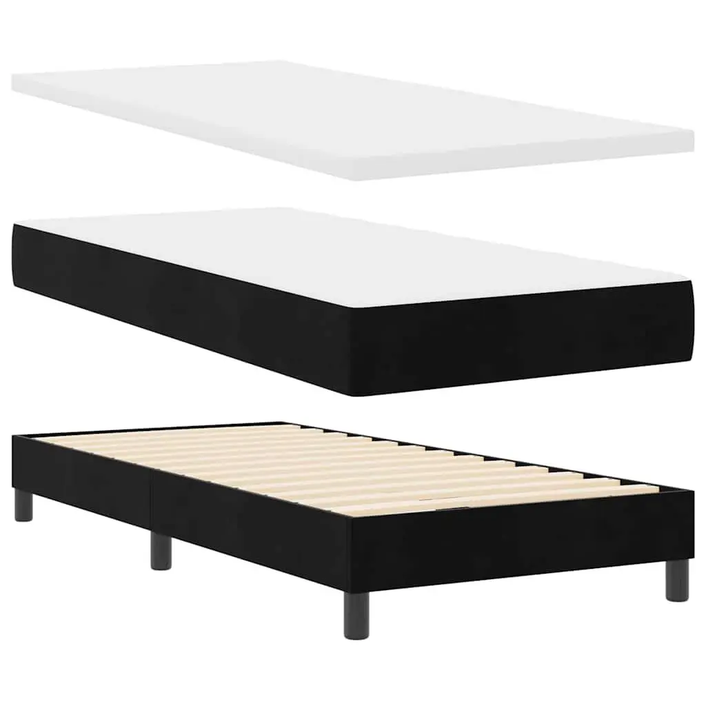 Box Spring Bed Frame Medium-firm Mattress Adjustable Headboard 107 x 203 cm Black and White Modern Bedroom Furniture
