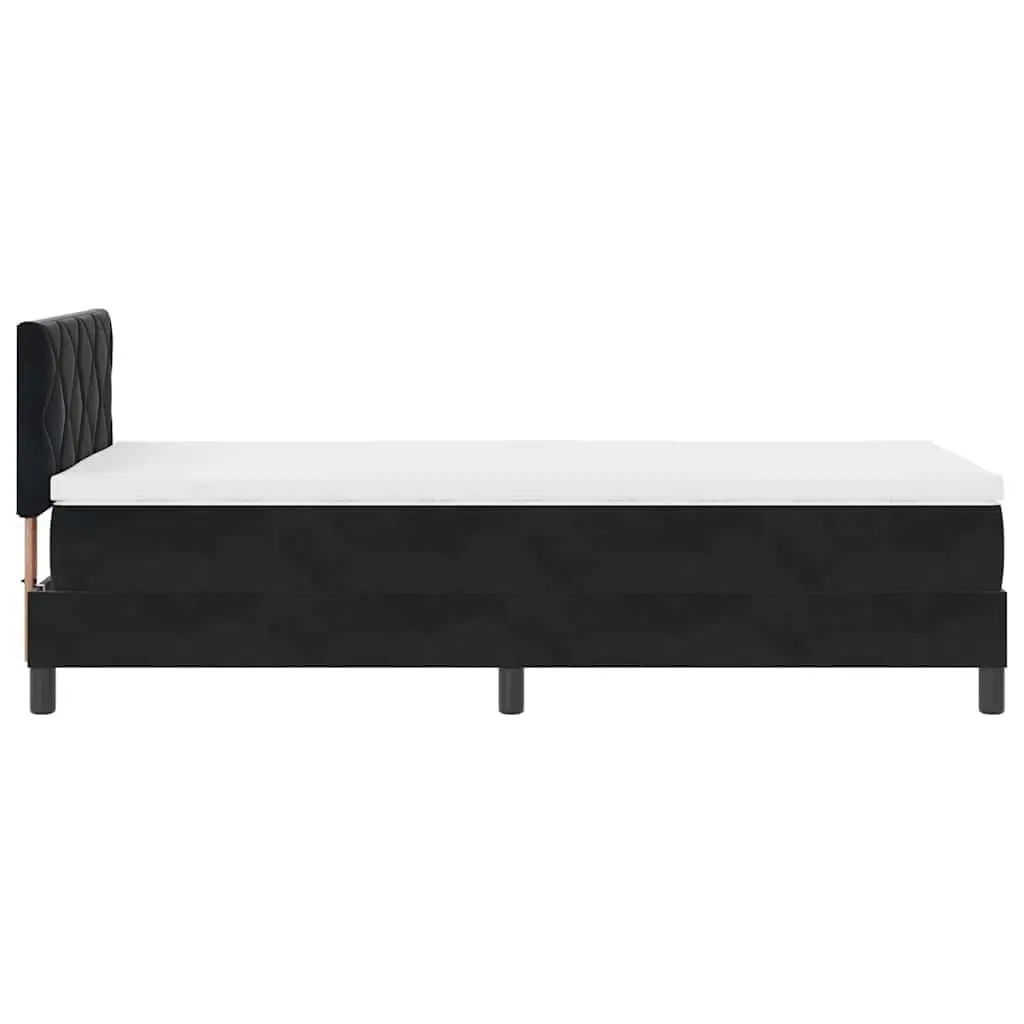 Box Spring Bed Frame Medium-firm Mattress Adjustable Headboard 107 x 203 cm Black and White Modern Bedroom Furniture